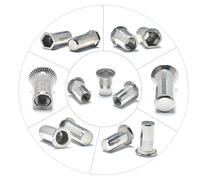 Flat head open rivet nut